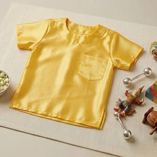 เสื้อไทยเด็กชาย,เสื้อไทยคอกลมผ่าไหล่ ราคาถูกพร้อมส่ง(เสื้ออย่างเดียว)