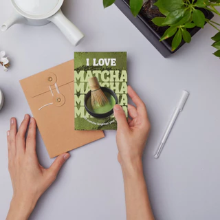 I love Matcha การ์ด มัทฉะ แพ็ค 9 แผ่น 7x10 และ โปสการ์ด 4x6 นิ้ว
