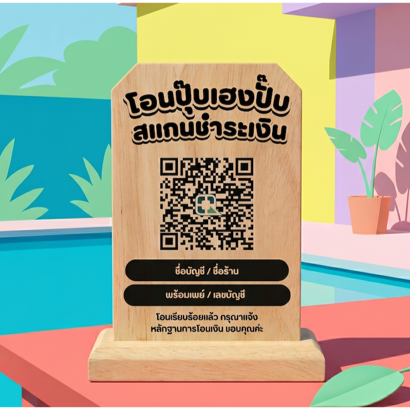 [งานด่วน] ป้ายสแกนชำระเงิน ป้าย Qr Code เลเซอร์งานไม้ ส่งสินค้าภายใน 24 ชั่วโมง