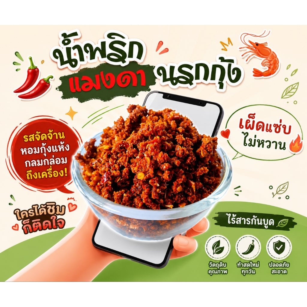 น้ำพริก นรกกุ้ง 500กรัม