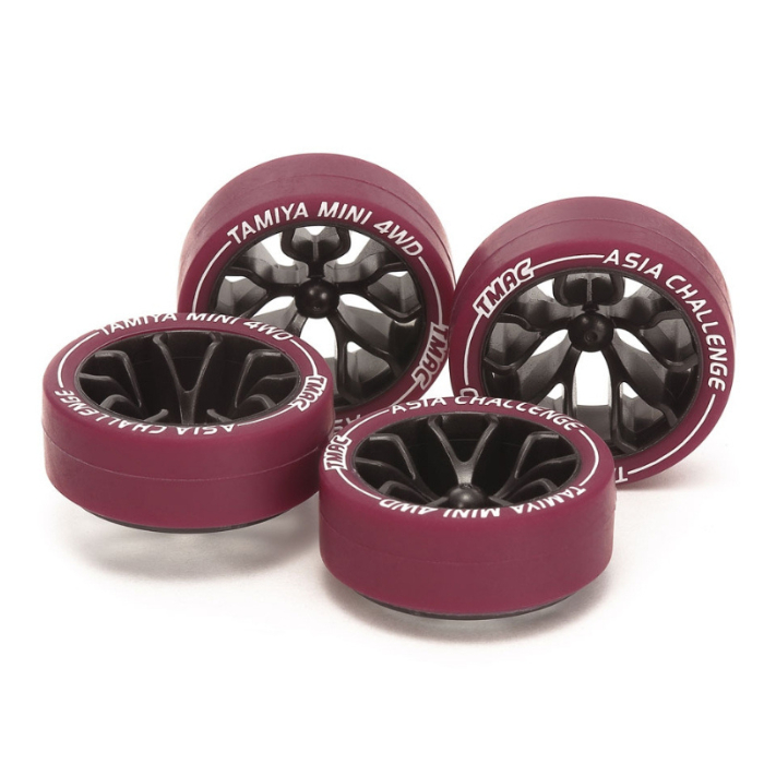 Tamiya item 95708 Small Dia. Low Fricfile Tires & Carbon Y-Spoke Wheels (Asia Challenge) แท้100%