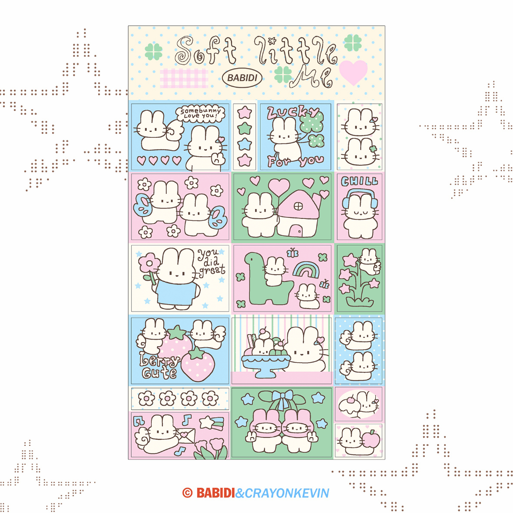(Sticker) babidi : SOFT LITTLE ME / สติกเกอร์ลายกระต่ายสีพาสเทล