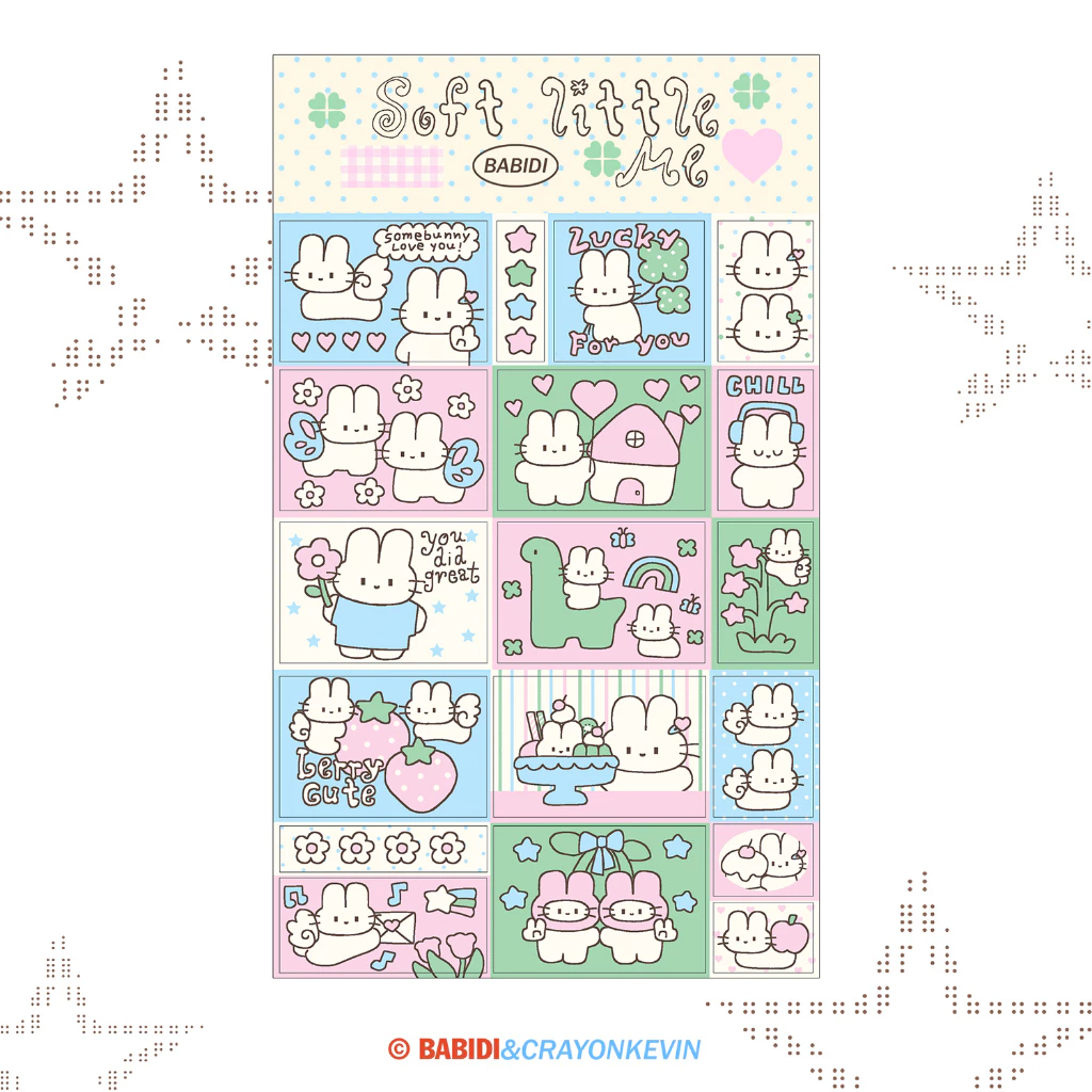 (Sticker) babidi : SOFT LITTLE ME / สติกเกอร์ลายกระต่ายสีพาสเทล