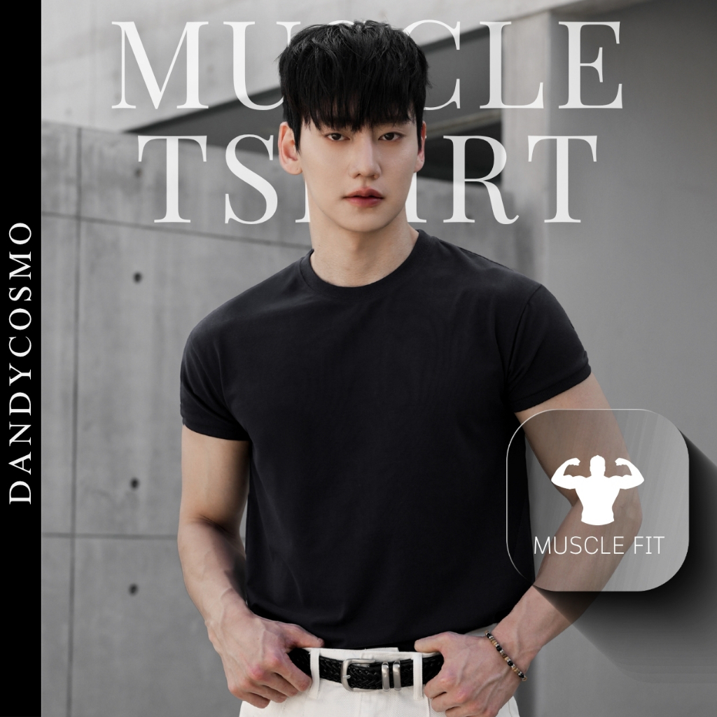 DANDY COSMO | [12สี]เสื้อยืด ปรับสมดุลไหล่ให้ Smart 🔥 Muscle Fit เสื้อยืดหุ่นล่ำ‼️ T-Shirt (เทียบตารางไซส์ก่อนกดสั่ง)
