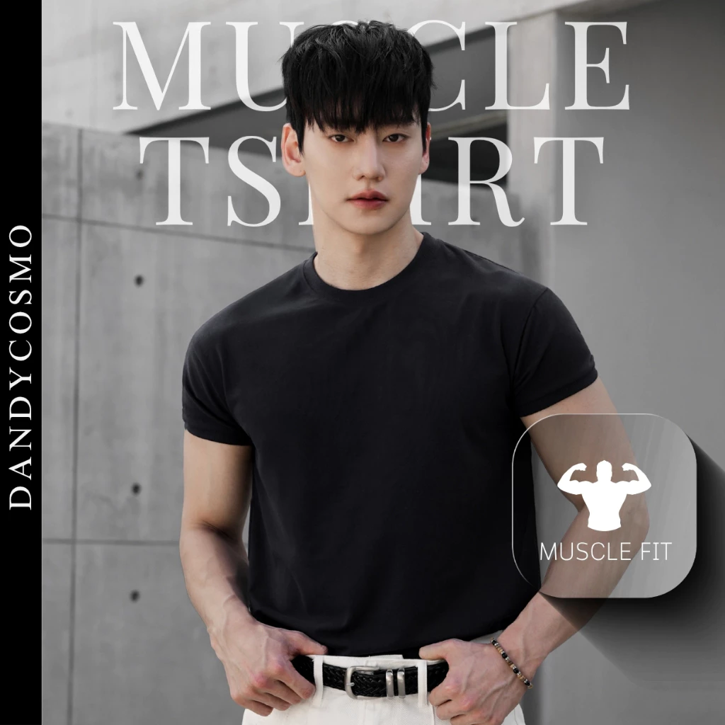 DANDY COSMO | [12สี]เสื้อยืด ปรับสมดุลไหล่ให้ Smart 🔥 Muscle Fit เสื้อยืดหุ่นล่ำ‼️ T-Shirt (เทียบตารางไซส์ก่อนกดสั่ง)