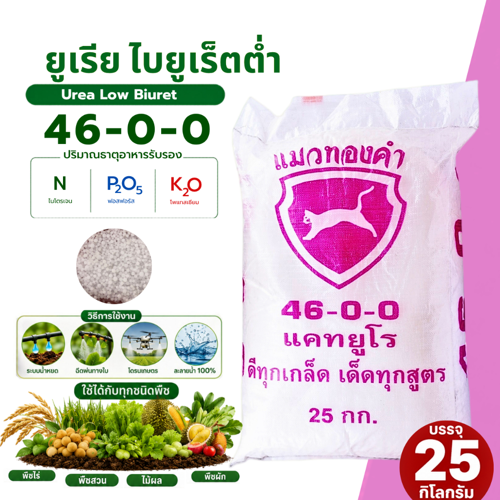 ปุ๋ย 46-0-0 ปุ๋ยเกล็ด ยูเรีย แคทยูโร บรรจุ 25 กิโลกรัม