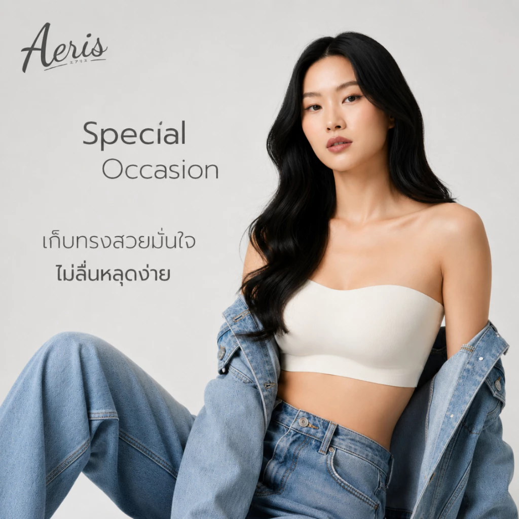 Aeris บราเกาะอก ไร้โครง เกาะแน่นไม่เลื่อนหลุด เสื้อในเกาะอก ใส่สบาย กระชับทรงสวย บราเกาะอกเจลลี่ ไม่กดทับ (มีสายแถม)