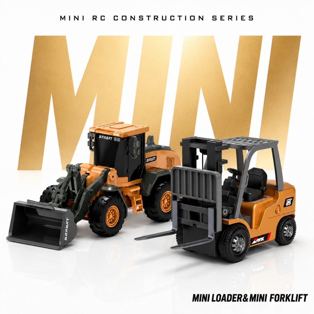 Mini Forklift & Loader RC 1/64 รถยกขนาดเล็กพร้อมรีโมทควบคุม 7 ช่อง พร้อมแบตเตอรี่ชาร์จไฟได้  LED สำหรับเด็กและผู้ใหญ่