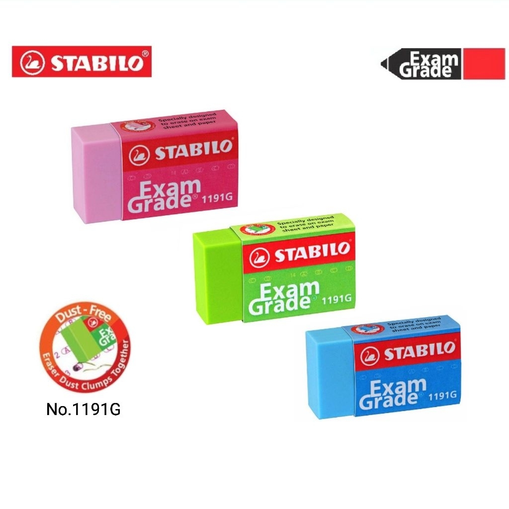 STABILO ยางลบดินสอ Exam Grade Colorful Eraser No.1191G สำหรับทำข้อสอบ (1 ก้อน คละสี)