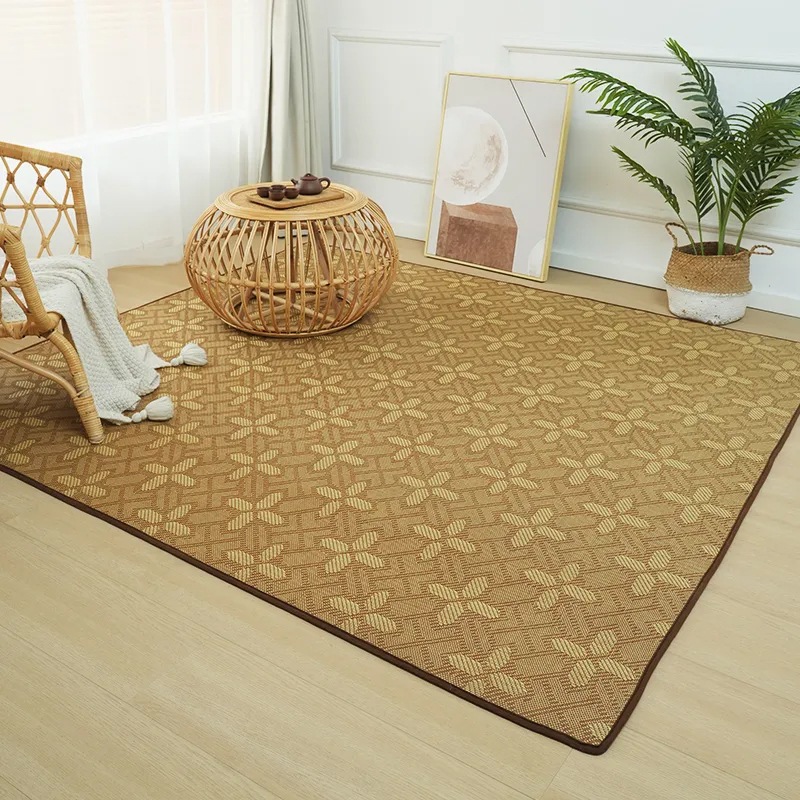 พรมห้องนอน เสื่อเย็น เสื่อไม้ไผ่ 180X200CM เสื่อหวายธรรมชาติ กันลื่น เย็นสบาย นอนสบาย ระบายอากาศดี พับเก็บง่าย COD