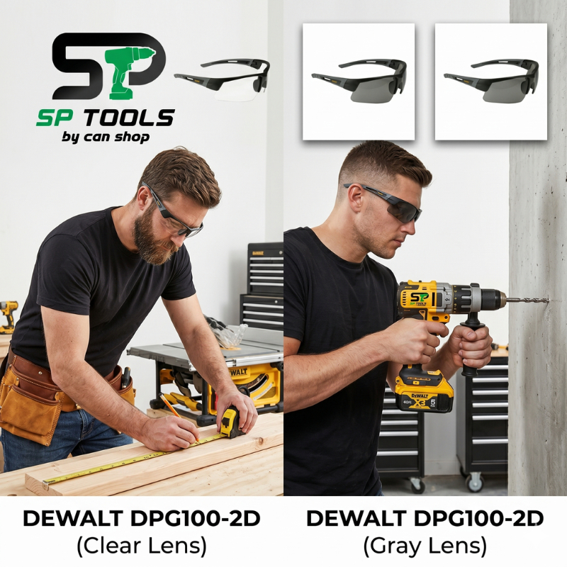 DEWALT DPG100-1D CLEAR LENS DPG100-2D-EU SMOKE LENS แว่นตานิรภัย เลนส์ไร้การบิดเบือนช่วยลดอาการเมื่อยล้าของดวงตา
