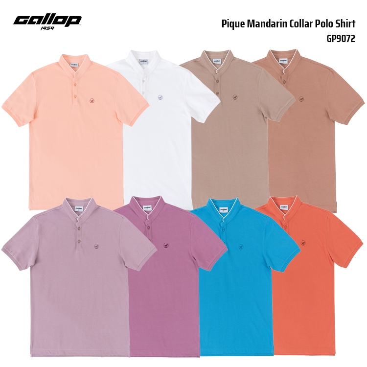 GALLOP Men’s Pique Mandarin Collar Polo Shirt เสื้อโปโลคอจีน ผ้าปิเก้ ทรง Regular Fit (GP9072)