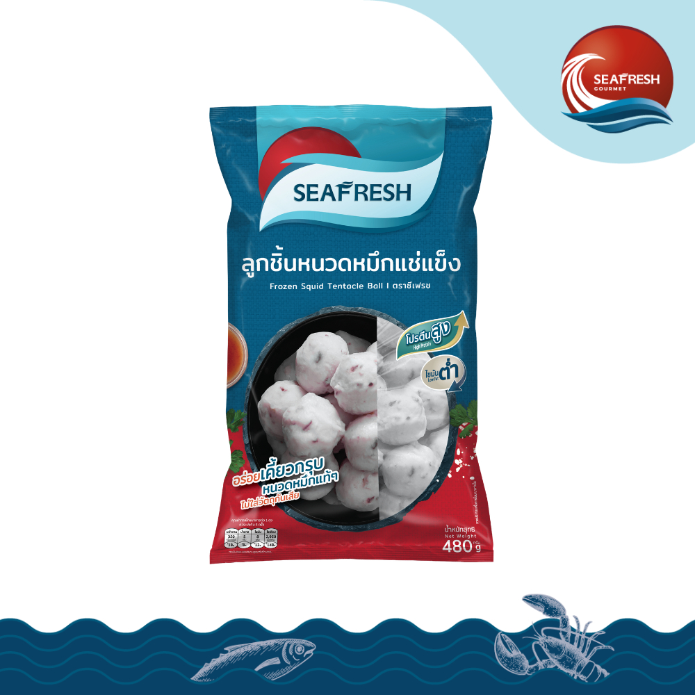 ลูกชิ้นหนวดหมึกแช่แข็ง Frozen Squid Tentacle Ball 15 G/480 G