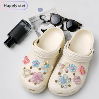 Happystep 10ชิ้น/เซ็ต G17ผีเสื้อดอกไม้*เฉพาะตัวติด(พร้อมส่ง) จิ๊บบิท ตัวติดรองเท้า ชุดตกแต่งรองเท้า ลายการ์ตูนน่ารักๆ