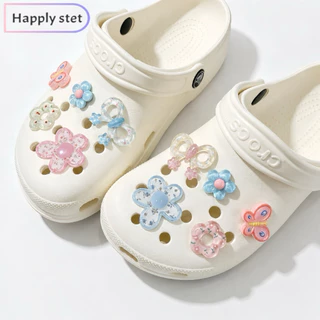 Happystep 10ชิ้น/เซ็ต G17ผีเสื้อดอกไม้*เฉพาะตัวติด(พร้อมส่ง) จิ๊บบิท ตัวติดรองเท้า ชุดตกแต่งรองเท้า ลายการ์ตูนน่ารักๆ