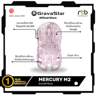 (ประกันศูนย์ไทย 1 ปี) GravaStar Mercury M2 เมาส์เกมมิ่งไร้สาย Wireless Gaming Mouse