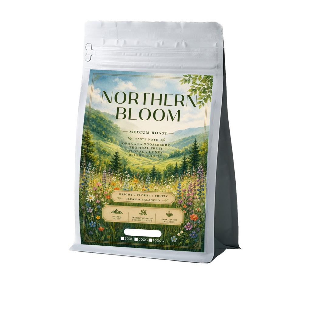 บดฟรี- NORTHERN BLOOM เมล็ดกาแฟอาราบิก้าเบลน 100% คั่วกลาง☕️