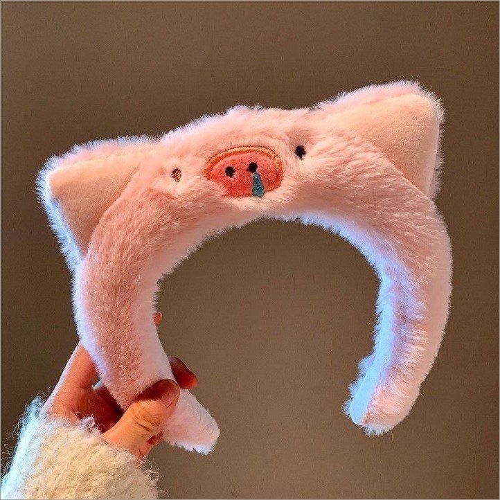 คาดผมหมูน้อย ขนนุ่มฟู ที่คาดผมแต่งหน้า คาดผมเกาหลี คาดผมน่ารัก ถ่ายรูป พร็อพคาเฟ่ พร้อมส่ง