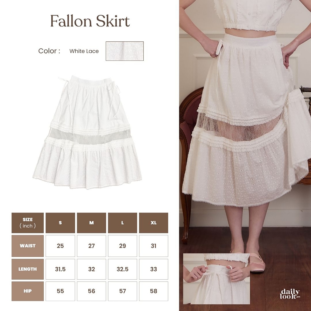 DAILYLOOK.SM --- Fallon skirt กระโปรงลูกไม้ลายฉลุ เพิ่มดีเทลตัดต่อผ้าลูกไม้ซีทรู