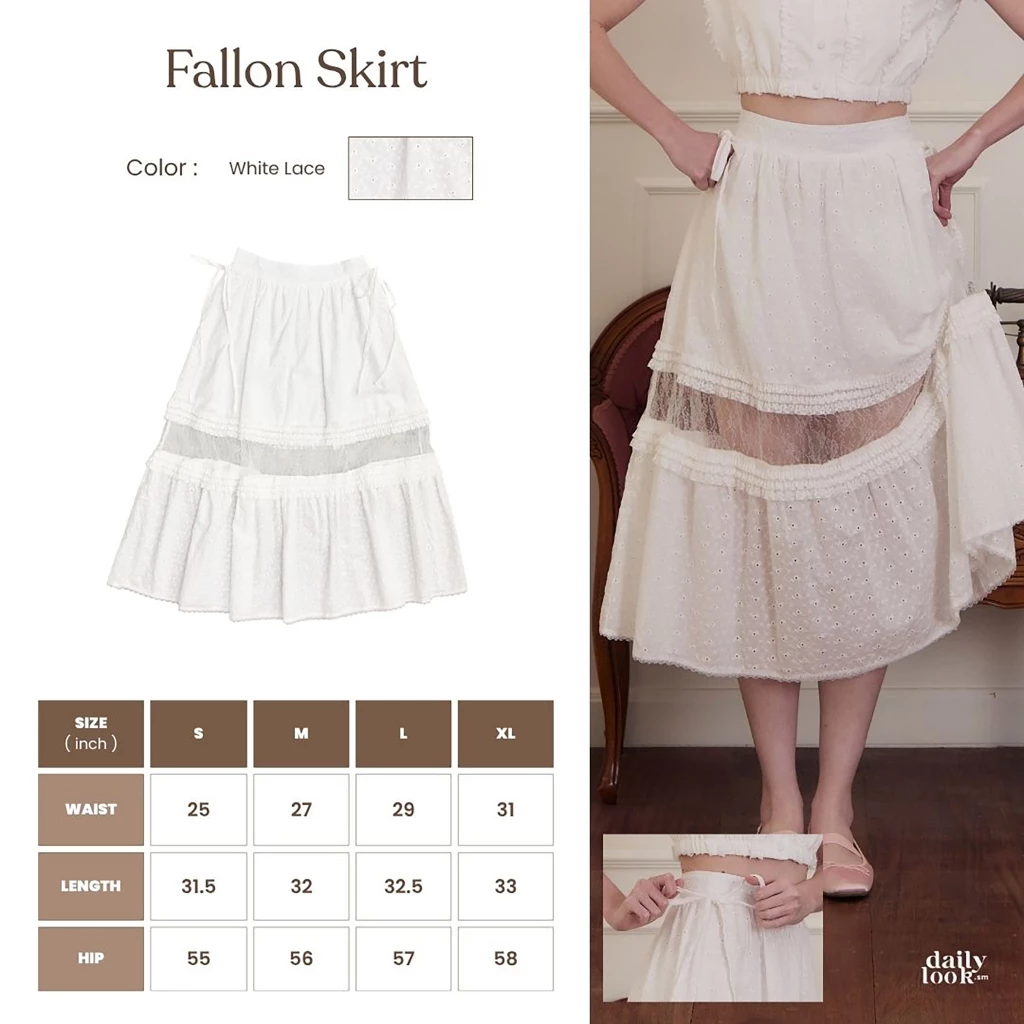 DAILYLOOK.SM --- Fallon skirt กระโปรงลูกไม้ลายฉลุ เพิ่มดีเทลตัดต่อผ้าลูกไม้ซีทรู