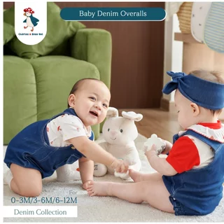 (ส่งด่วน) Charles x Snow Owl ชุดเอี๊ยมยีนส์ Denim Overalls (0-12m)
