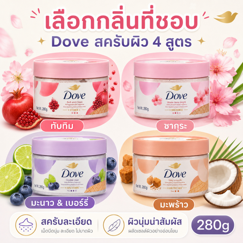 สครับผิวตัว 280g เนื้อไอศกรีมละมุน กลิ่นผลไม้สดชื่น ขัดแล้วผิวเนียน ไม่แห้ง ไม่ระคาย ใช้ได้นาน คุ้มค่าคุ้มราคา!