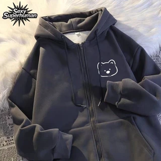 เสื้อกันหนาวลายการ์ตูน น่ารักสุด! ผ้าสำลีเนื้อนิ่ม มีฮู้ดมีซิป Unisex ใส่ได้ทุกเพศ