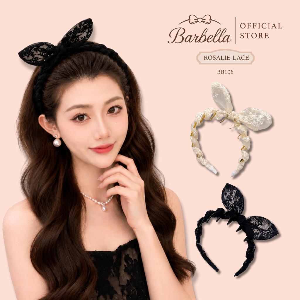 Barbella ที่คาดผมโบว์ลูกไม้เกาหลี สไตล์ลูกคุณ หวานละมุน รุ่น Rosalie Lace (BB106)