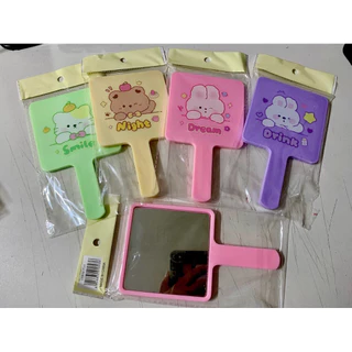 ยกโหล กระจกมีด้ามคละสี ขนาด15*9 ซม.R011