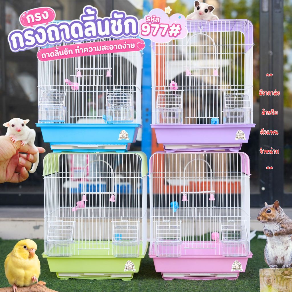 กรงนก กรงกระรอก กรงชูการ์ไกลเดอร์ 977# พร้อมอุปกรณ์ ถ้วยอาหาร คอนยืน กรงสัตว์เลี้ยง