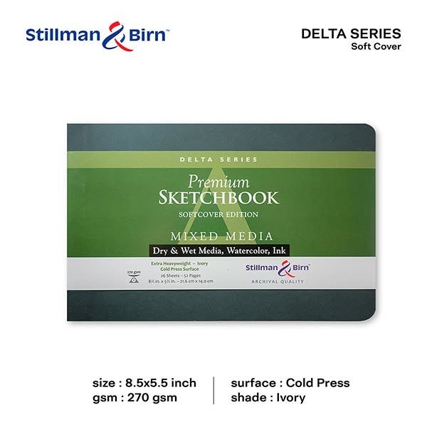 ** 1 แถม 1 ** Stillman & Birn Sketchbook Delta Softcover 8.5x5.5 Landscape (C501581LSBC) / สมุดสเก็ตช์ รุ่น Delta ปกอ่อน