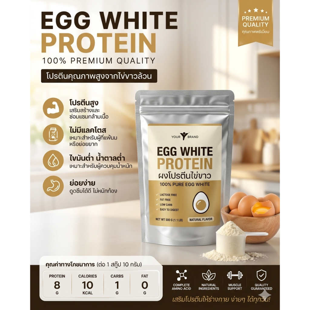 โปรตีนไข่ข่าว 500 g Egg white protein powder 500g