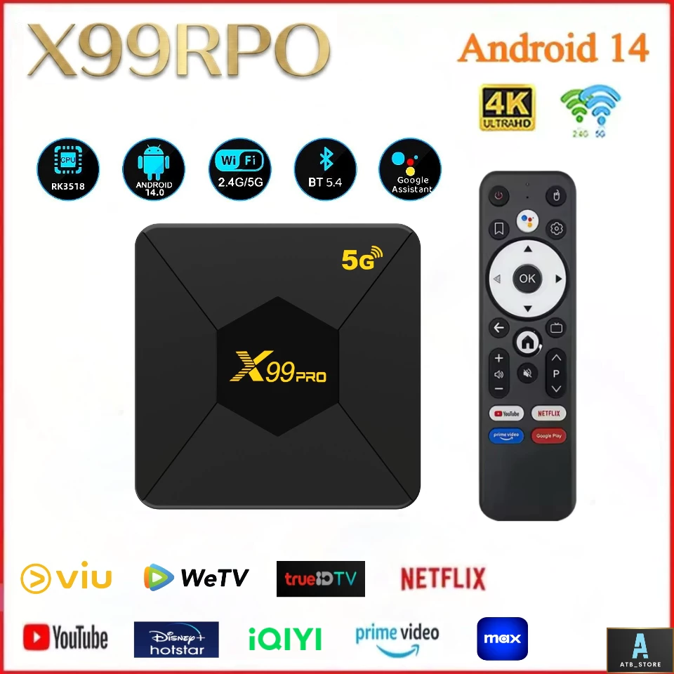 X99PRO Android TV BOX 2.4/5GHz RAM8 ROM128GB Android 14.0