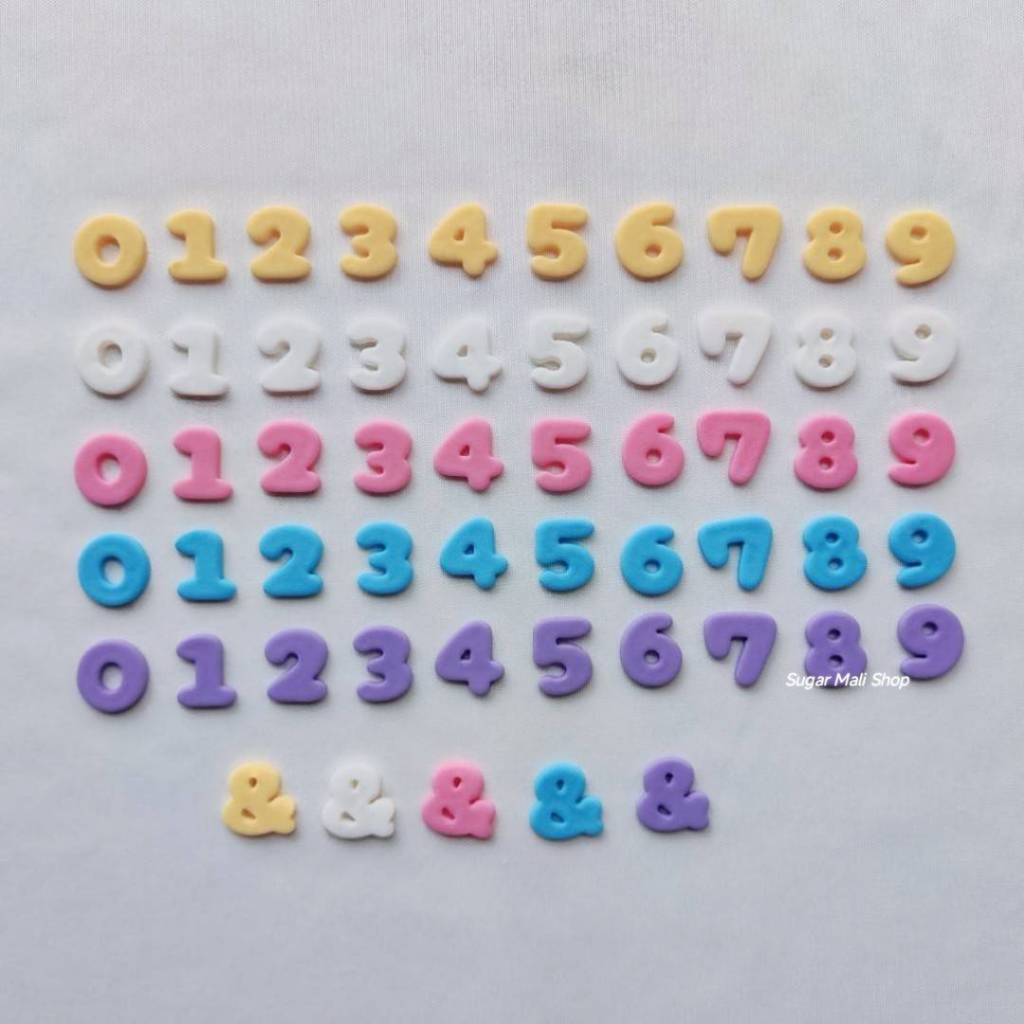 น้ำตาลกัมเพสตัวเลขV2 (ราคาต่อ1ชิ้น) สีสวย กลิ่นหอม หวานน้อย ใช้ตกแต่งหน้าเค้ก ทานได้นะคะ