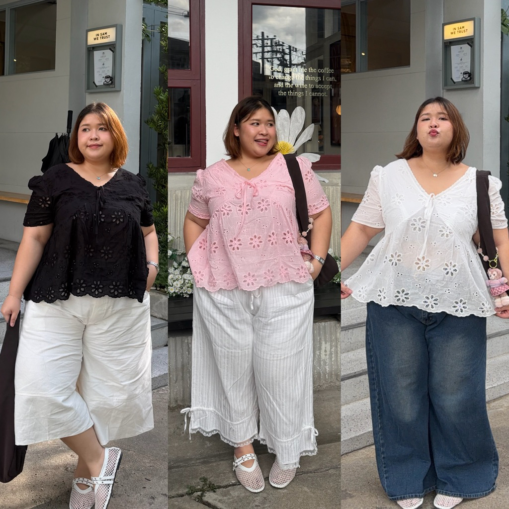 Blossom blouse เสื้อคอสีฉลุดอกไม้ l Preeyaaa