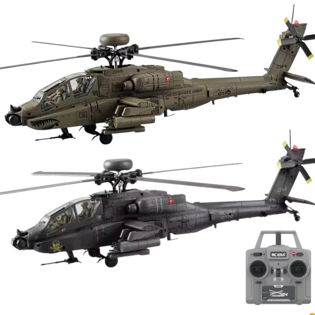 เฮลิคอปเตอร์บังคับวิทยุRC ERA C170 AH-64 Apache 6CH 3D 2.4GHz (มอเตอร์บัสเลส)1:48 มีไจโรแบตเตอรี่ชาร์จอุปกรณ์พร้อมเล่น