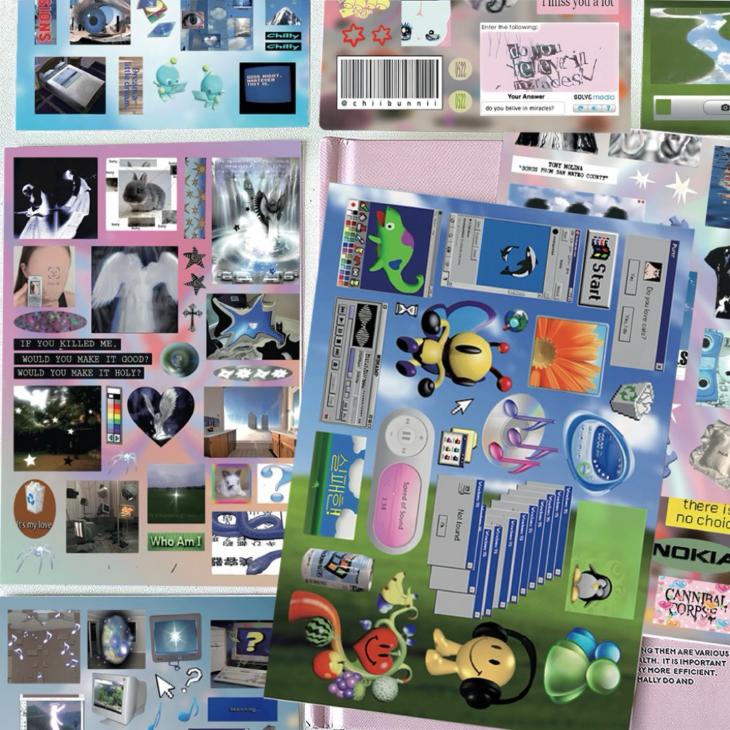จัดส่งไว (337-1)สติกเกอร์ตกแต่งลายเทคโนโลยียุค90‘s