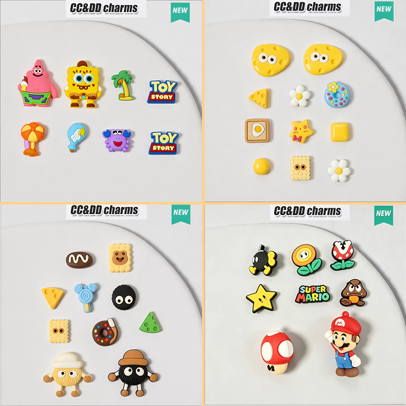ของแท้แท้เดิม ตัวติดรองเท้าหัวโตการ์ตูนน่ารัก DIY จิบ บิท ถอดติดได้