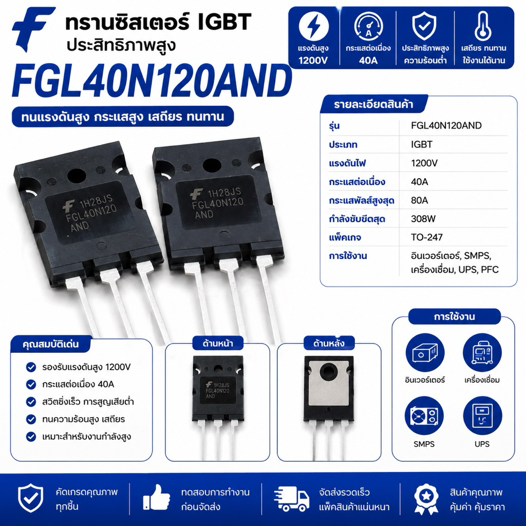 แท้ FGL40N120AND 40A/1200V 40N120 FGL40N120 TO-264 FGL40N120ANDTU NPT IGBT