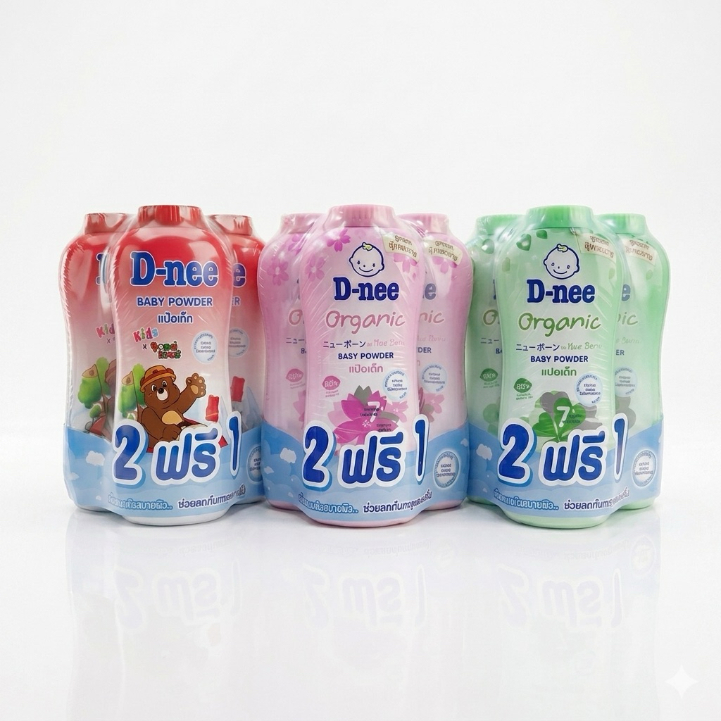 แป้งเด็ก D-nee ดีนี่ แพ็คคู่สุดคุ้ม (350 กรัม x 3) แป้งฝุ่นโรยตัว สูตรอ่อนโยน ลดผดผื่น หอมละมุน พร้อมส่ง