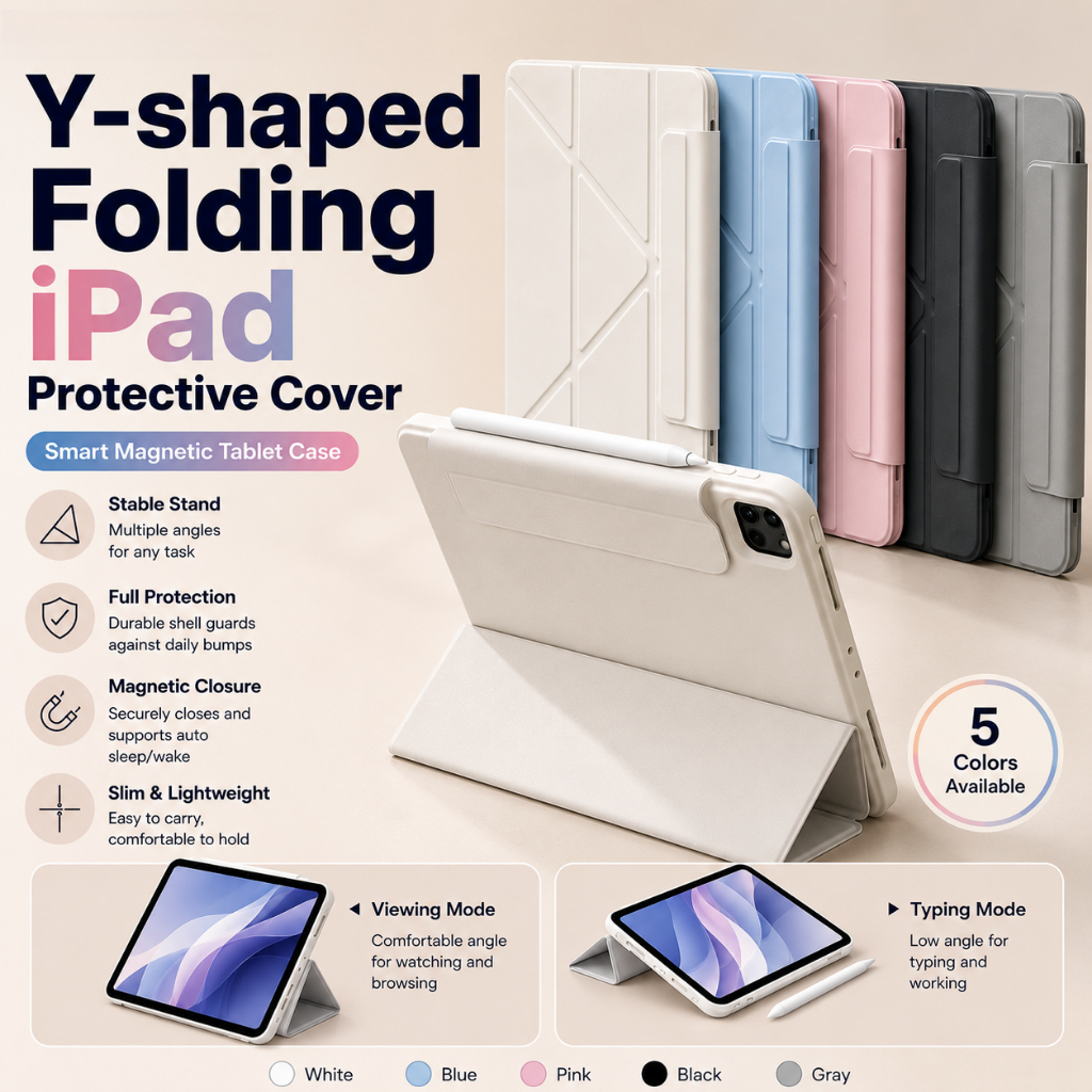 For ไอแพดpro12.9 & pro M5 Air6Air7 Air11 gen11 2025 ipad10/gen11 Air4 Air5 Pro 11 2018-2024 mini7/6 Y-พับสําหรับipadกรณี