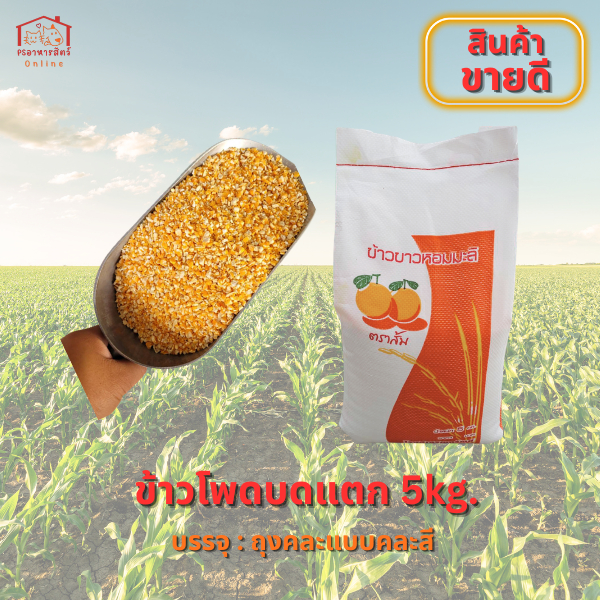 ข้าวโพดบดแตก ขนาด 5กก. สำหรับสัตว์เลี้ยง บดแตก สะอาด สัตว์เลี้ยงกินง่าย โตไว