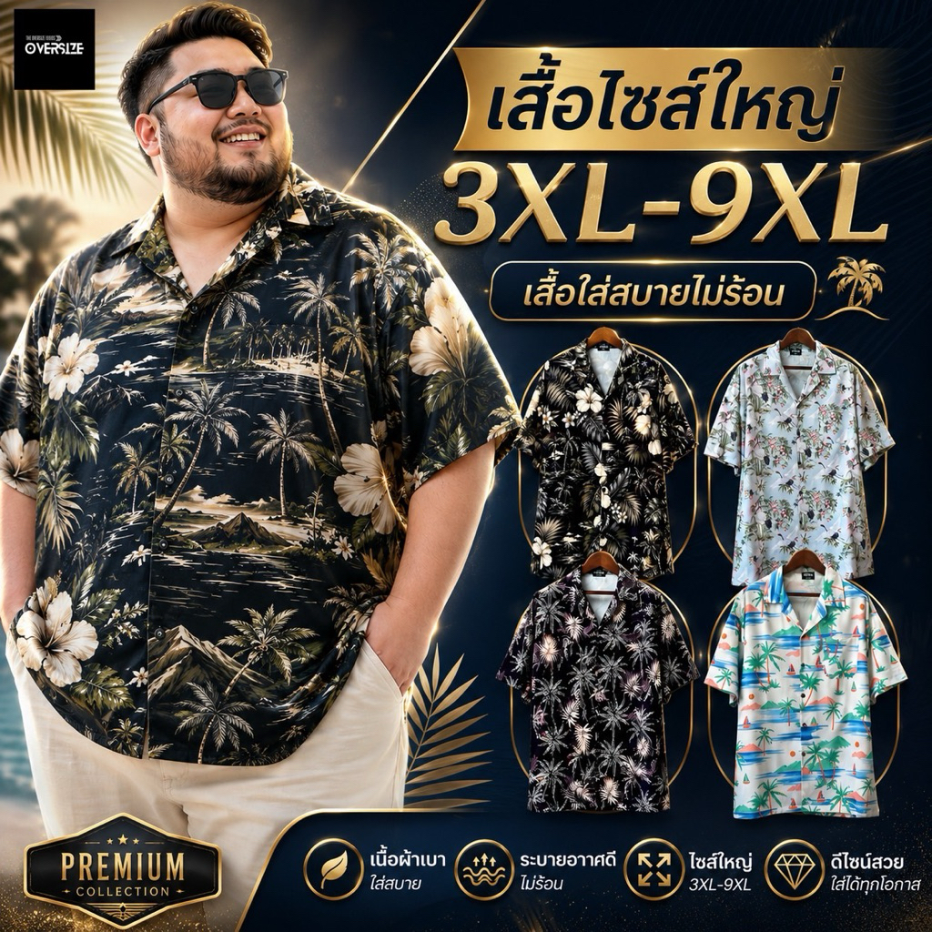 เสื้อไซส์ใหญ่  อก50-64"  เนื้อดีใส่สบาย เสื้อคนอ้วน เสื้อบิ๊กไซส์เสื้อผ้าผู้ชายไซส์ใหญ่