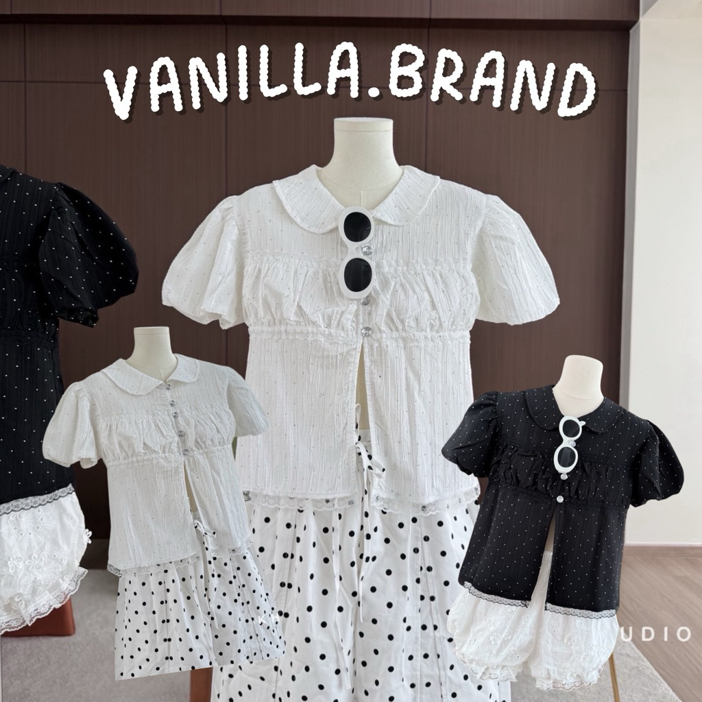 เสื้อแขนตุ๊กตา กระดุม แต่งผ่าด้านหน้า -kn / VB0551