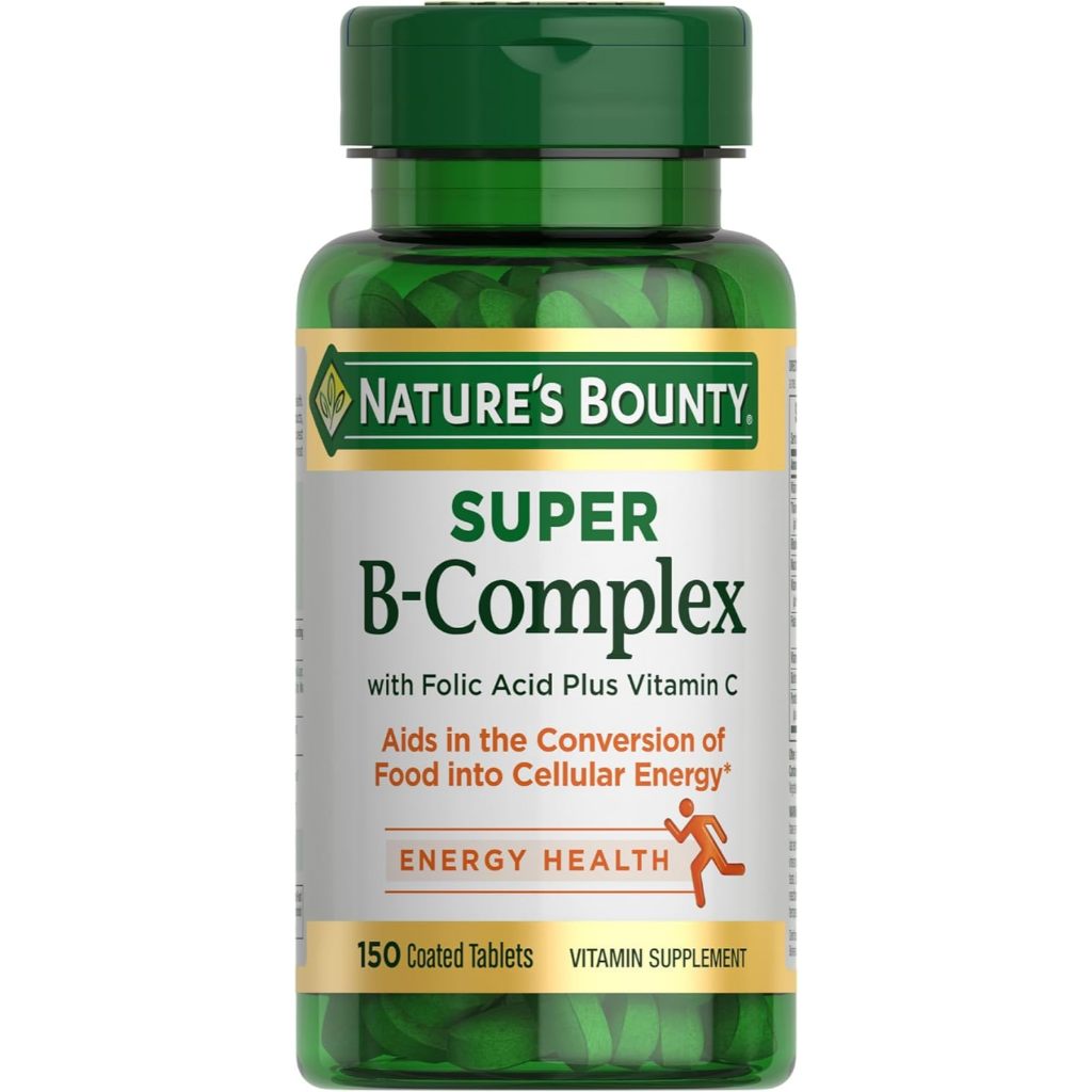 [ของแท้ 100%] NATURE'S BOUNTY SUPER B-COMPLEX WITH FOLIC ACID PLUS VITAMIN C 150 TABLETS