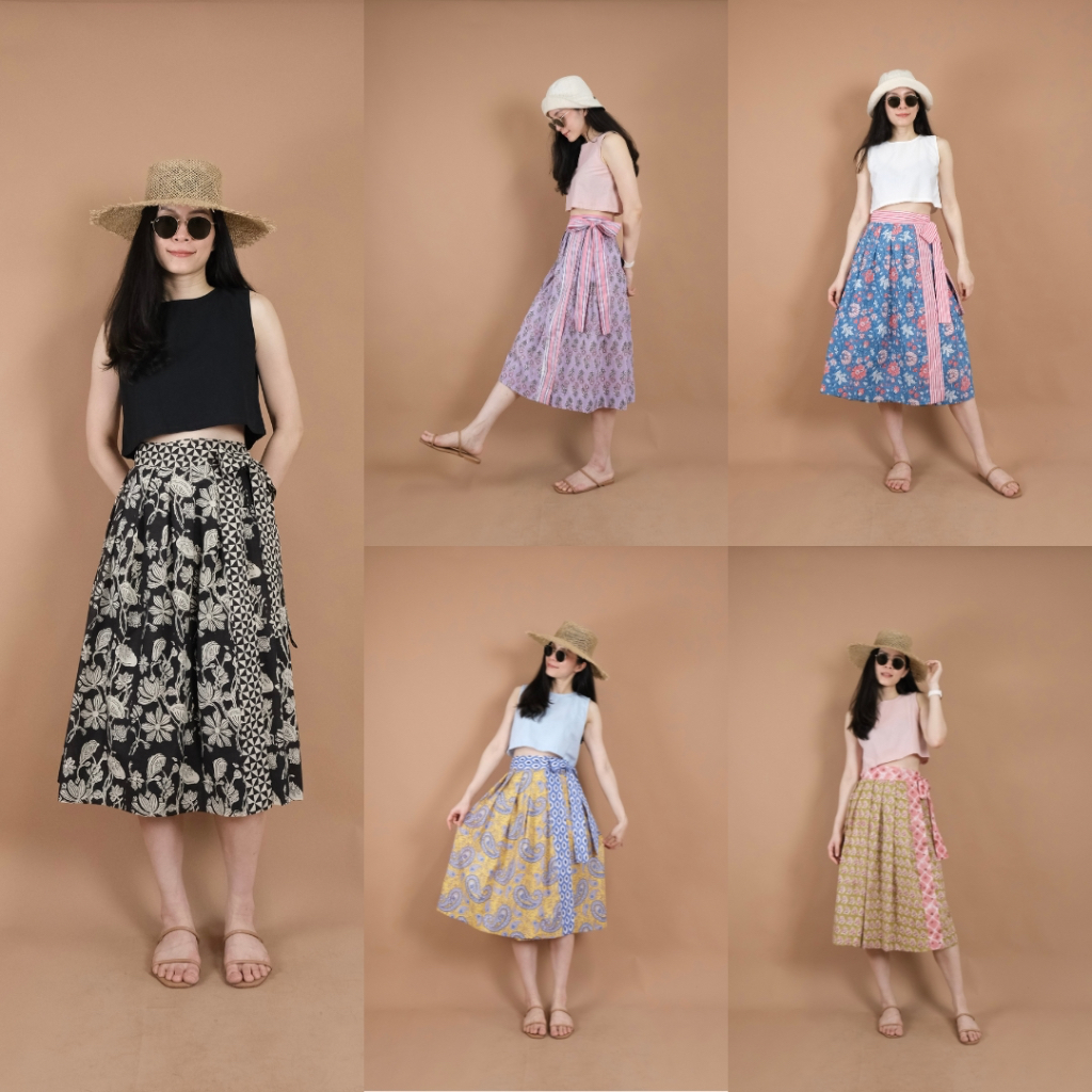 Indian Cotton Wrap Skirt by Chuenmuen