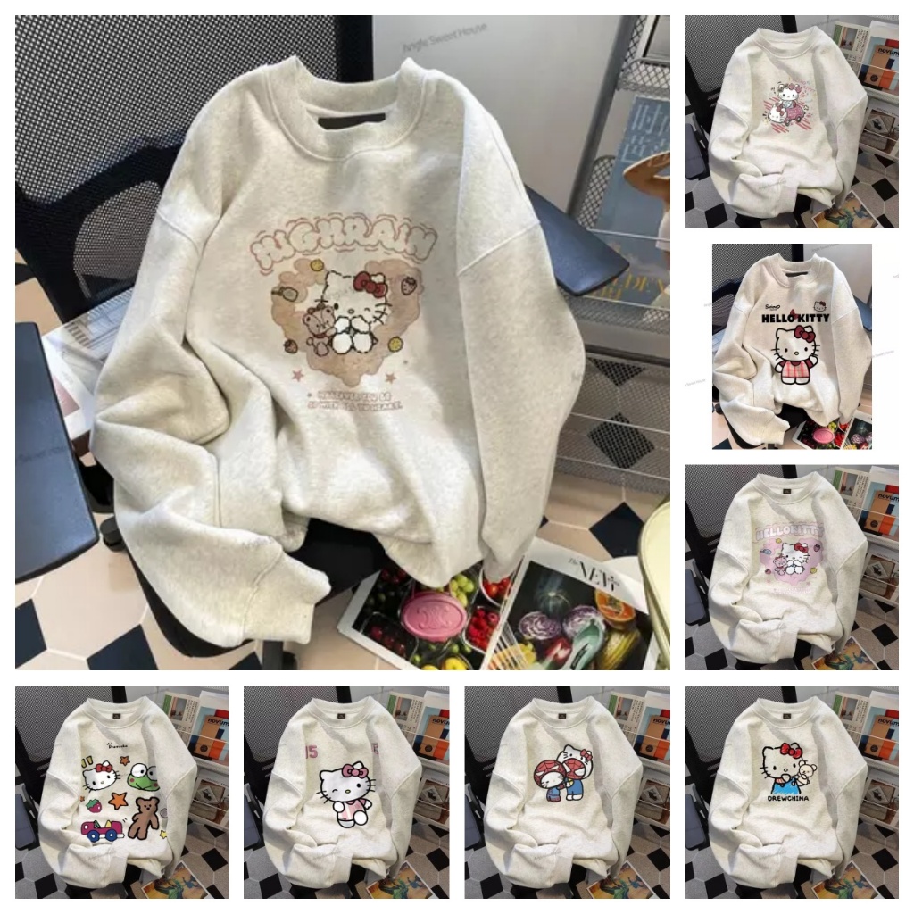 (จัดส่งตลอด 24 ชั่วโมง）Angle Official เสื้อฮู้ดคอกลมโอเวอร์ไซส์ผู้หญิง สไตล์เกาหลีน่ารัก อุ่นและสวมใส่สบาย T95