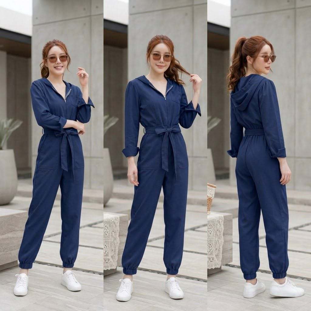 Fashion In My Life จั้มสูทแขนยาวมีซิปอก มี 4 สี เหลือง ดำ เขียวขี้ม้า กรม