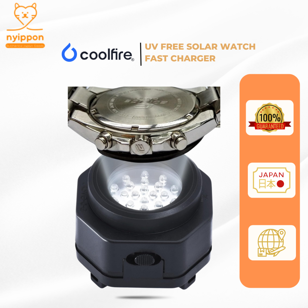 CoolFire - UV free solar watch fast charger Portable battery charger for all eco-solar wristwatches
