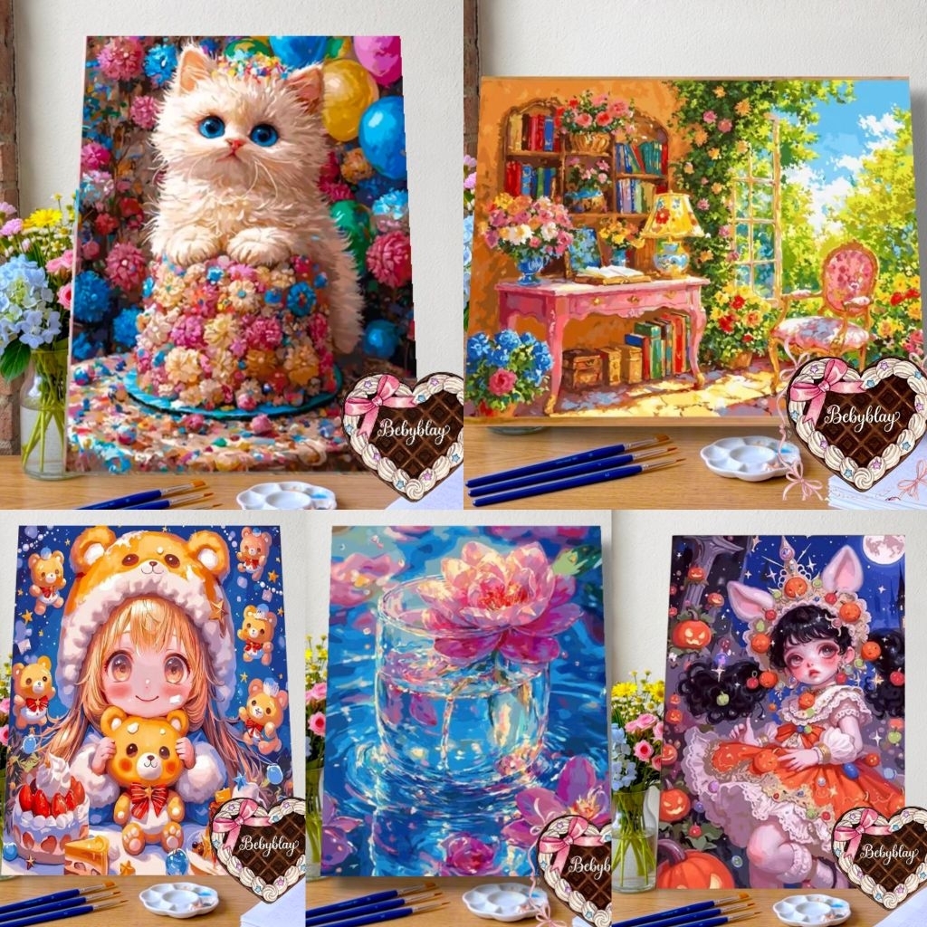 ภาพระบายสีตามตัวเลข​ ✅​ของกิน​และขนมผลไม้ ขนาด40*50​ Colerfull ไม่เกิน48สี​ จุกๆ​